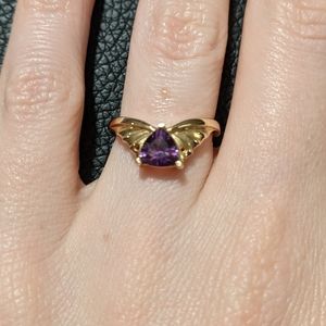 SUMMER SALE amethyst butterfly gold ring
